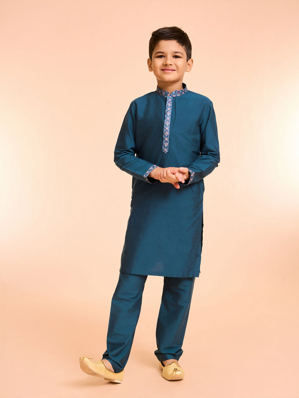 Manyavar Boys Blue Elegance Kurta Jacket Set