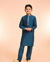 Manyavar Boys Blue Elegance Kurta Jacket Set