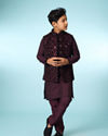 Manyavar Boys Majestic Velvet Kurta Jacket Set