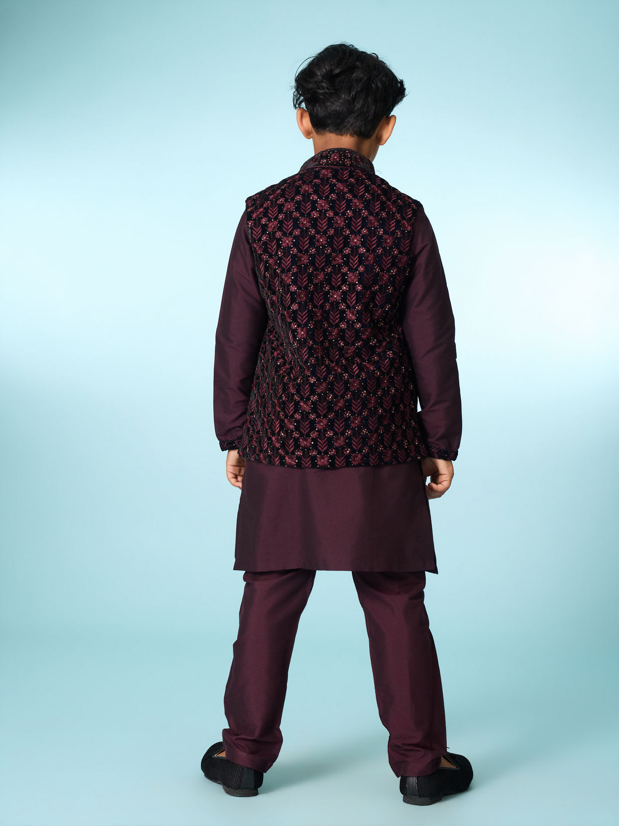 Manyavar Boys Majestic Velvet Kurta Jacket Set
