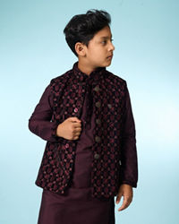 Manyavar Boys Majestic Velvet Kurta Jacket Set