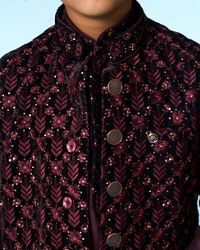 Manyavar Boys Majestic Velvet Kurta Jacket Set