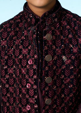 Manyavar Boys Majestic Velvet Kurta Jacket Set