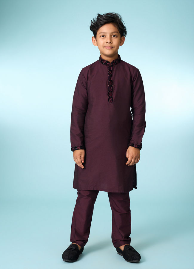 Manyavar Boys Majestic Velvet Kurta Jacket Set