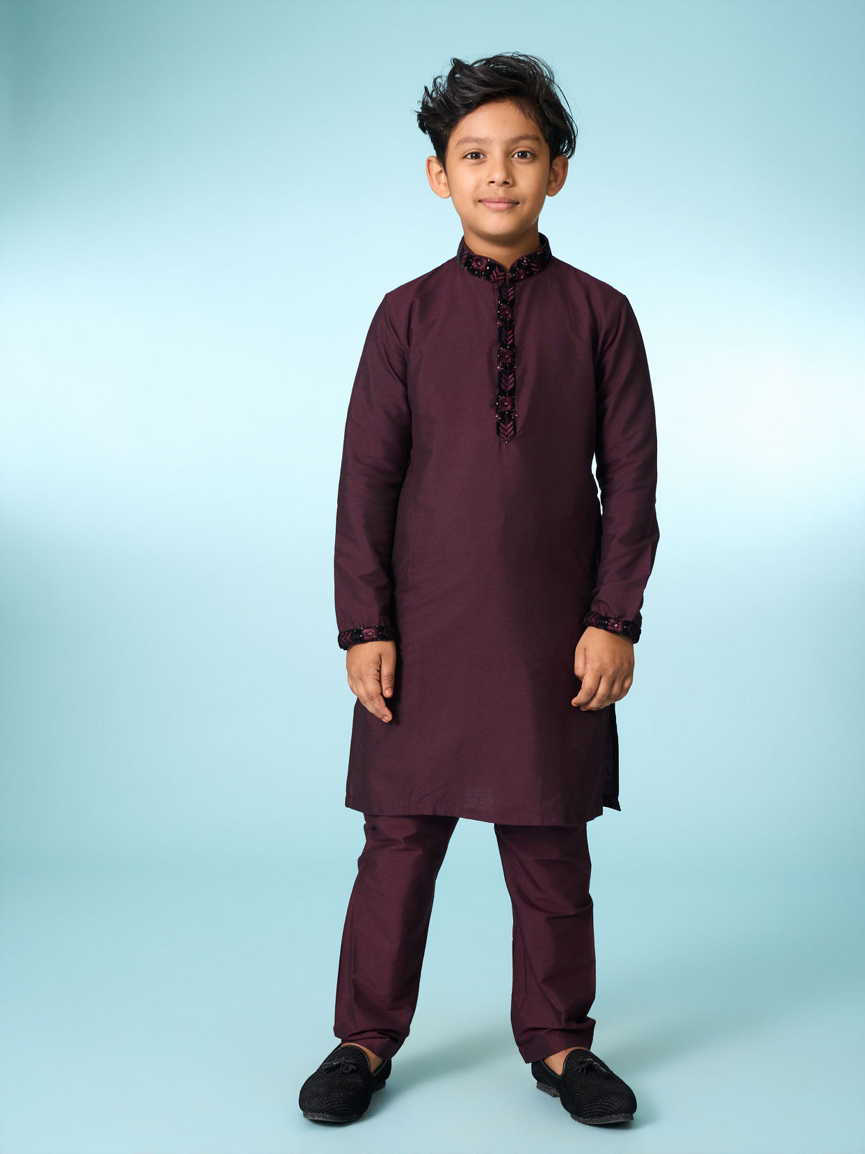 Manyavar Boys Majestic Velvet Kurta Jacket Set