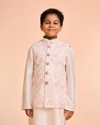 Manyavar Boys Warm White Kurta Jacket Set