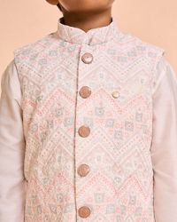 Manyavar Boys Warm White Kurta Jacket Set