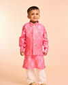 Manyavar Boys Pink Cotton Kurta Jacket Set