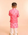 Manyavar Boys Pink Cotton Kurta Jacket Set