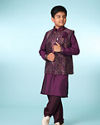 Manyavar Boys Regal Purple Ensemble Kurta Jacket Set