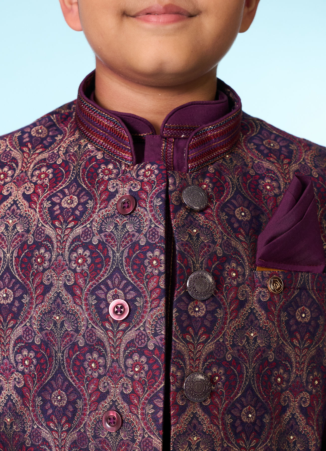 Manyavar Boys Regal Purple Ensemble Kurta Jacket Set
