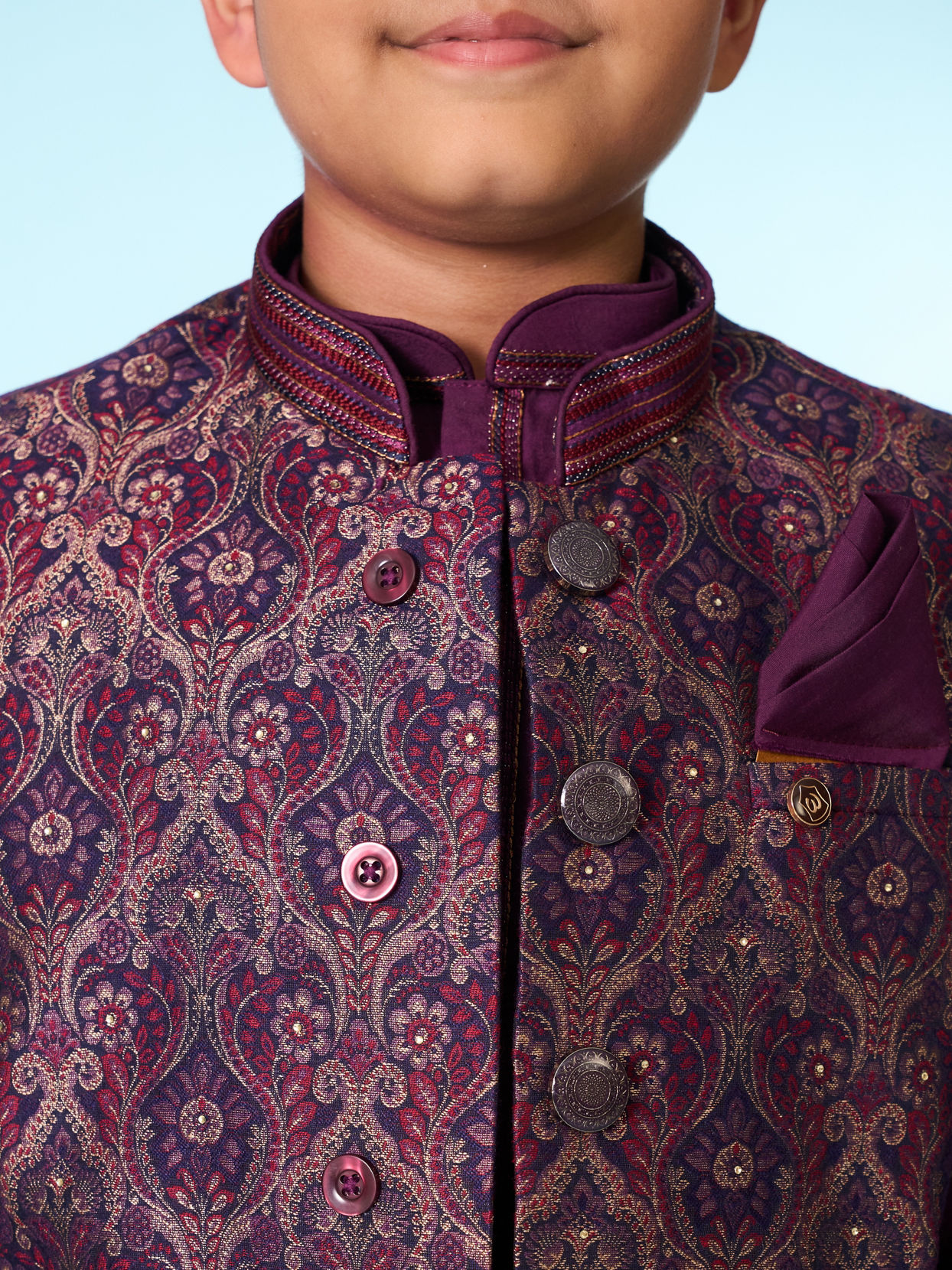 Manyavar Boys Regal Purple Ensemble Kurta Jacket Set