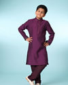 Manyavar Boys Regal Purple Ensemble Kurta Jacket Set