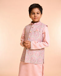 Manyavar Boys Vibrant Pink Kurta Jacket Set