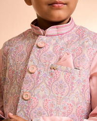 Manyavar Boys Vibrant Pink Kurta Jacket Set