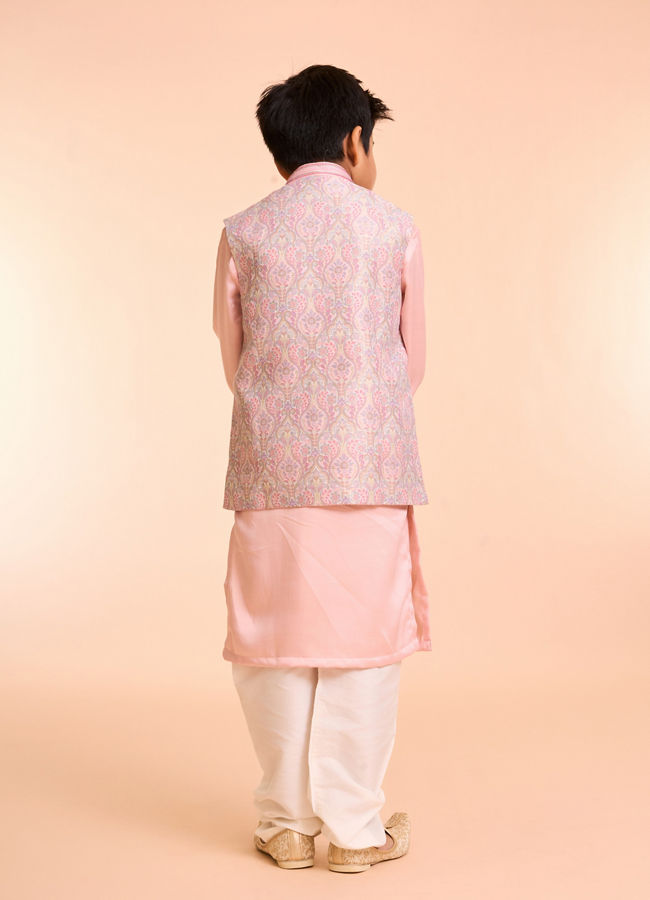 Manyavar Boys Vibrant Pink Kurta Jacket Set