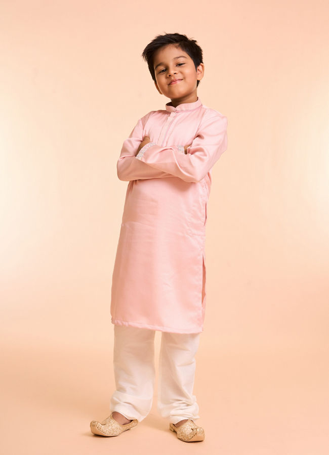 Manyavar Boys Vibrant Pink Kurta Jacket Set