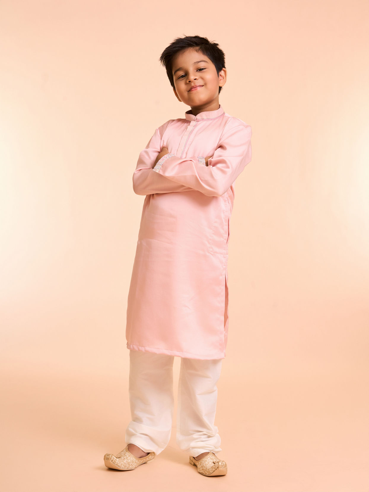 Manyavar Boys Vibrant Pink Kurta Jacket Set