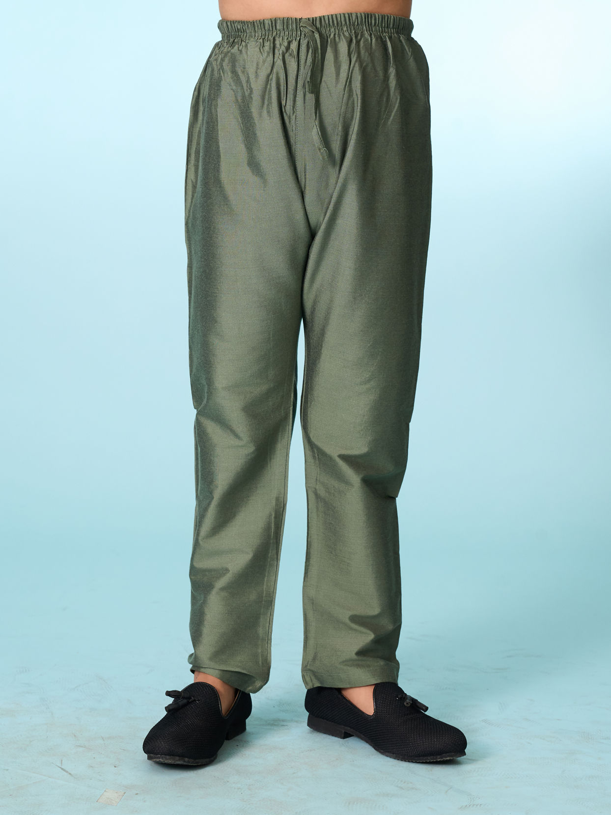 Manyavar Boys Green Velvet Kurta Jacket Set