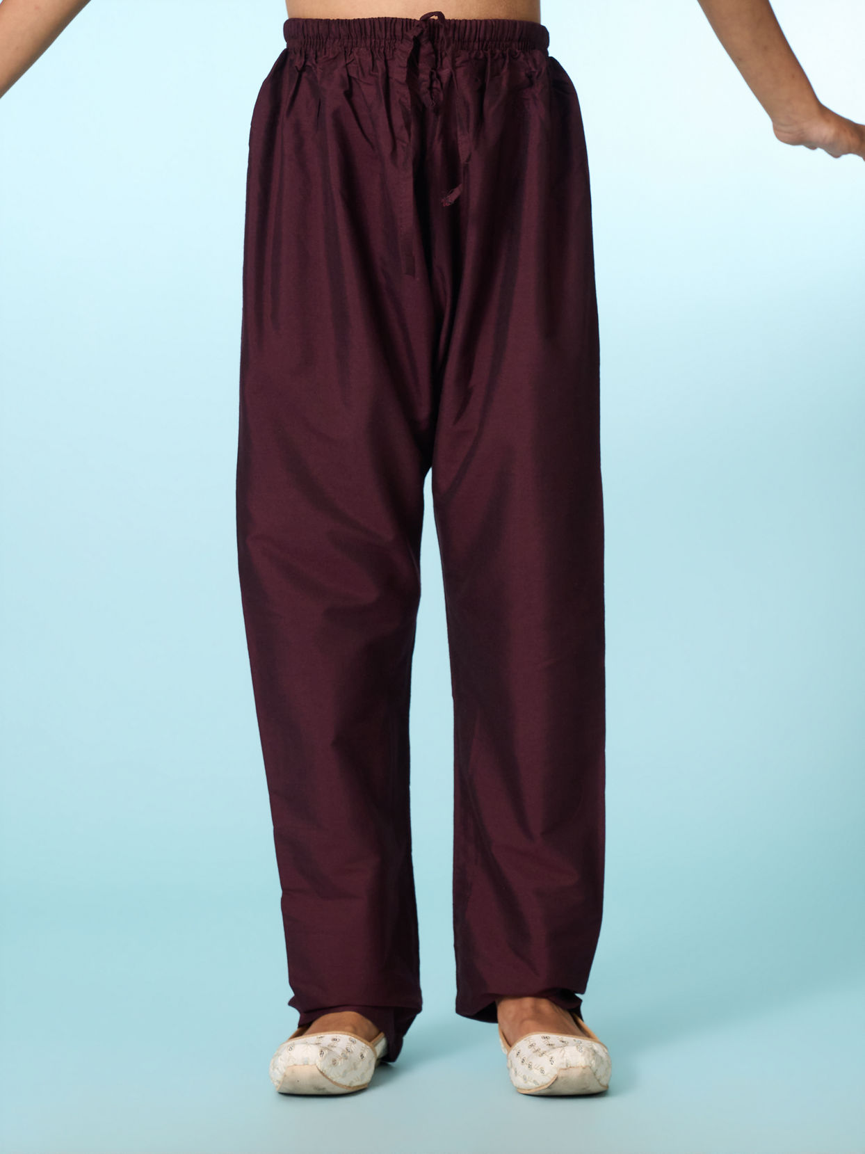 Manyavar Boys Regal Wine Velvet Ensemble Kurta Jacket Set