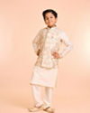 Manyavar Boys Elegant Cream Kurta Jacket Set