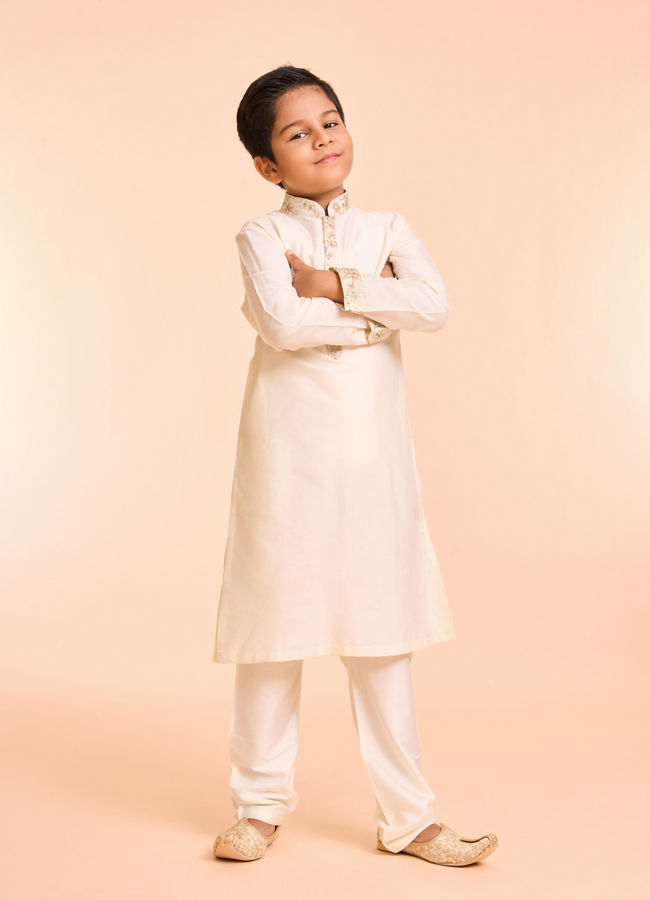 Manyavar Boys Elegant Cream Kurta Jacket Set