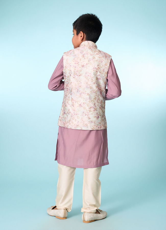 Manyavar Boys Lilac Kurta Jacket Set