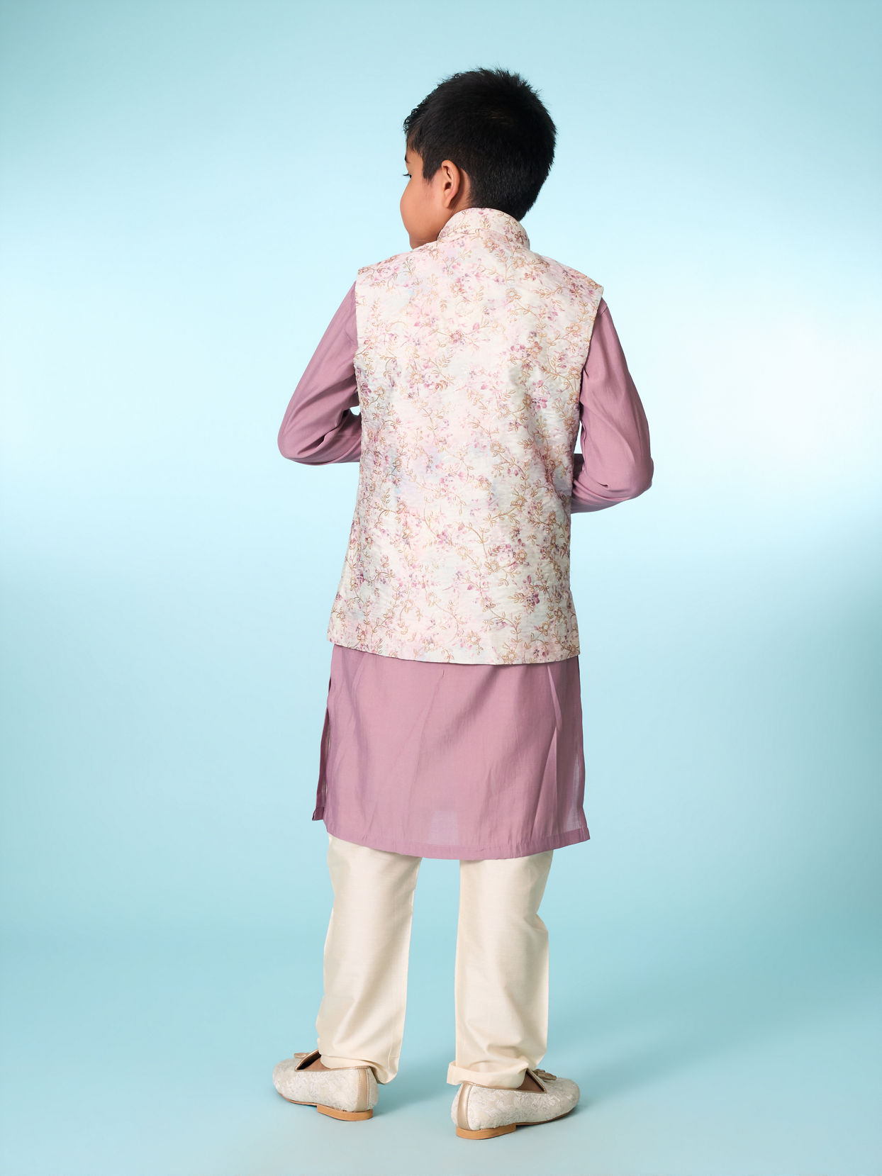Manyavar Boys Lilac Kurta Jacket Set
