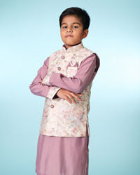 Manyavar Boys Lilac Kurta Jacket Set