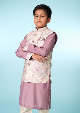 Manyavar Boys Lilac Kurta Jacket Set