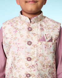 Manyavar Boys Lilac Kurta Jacket Set
