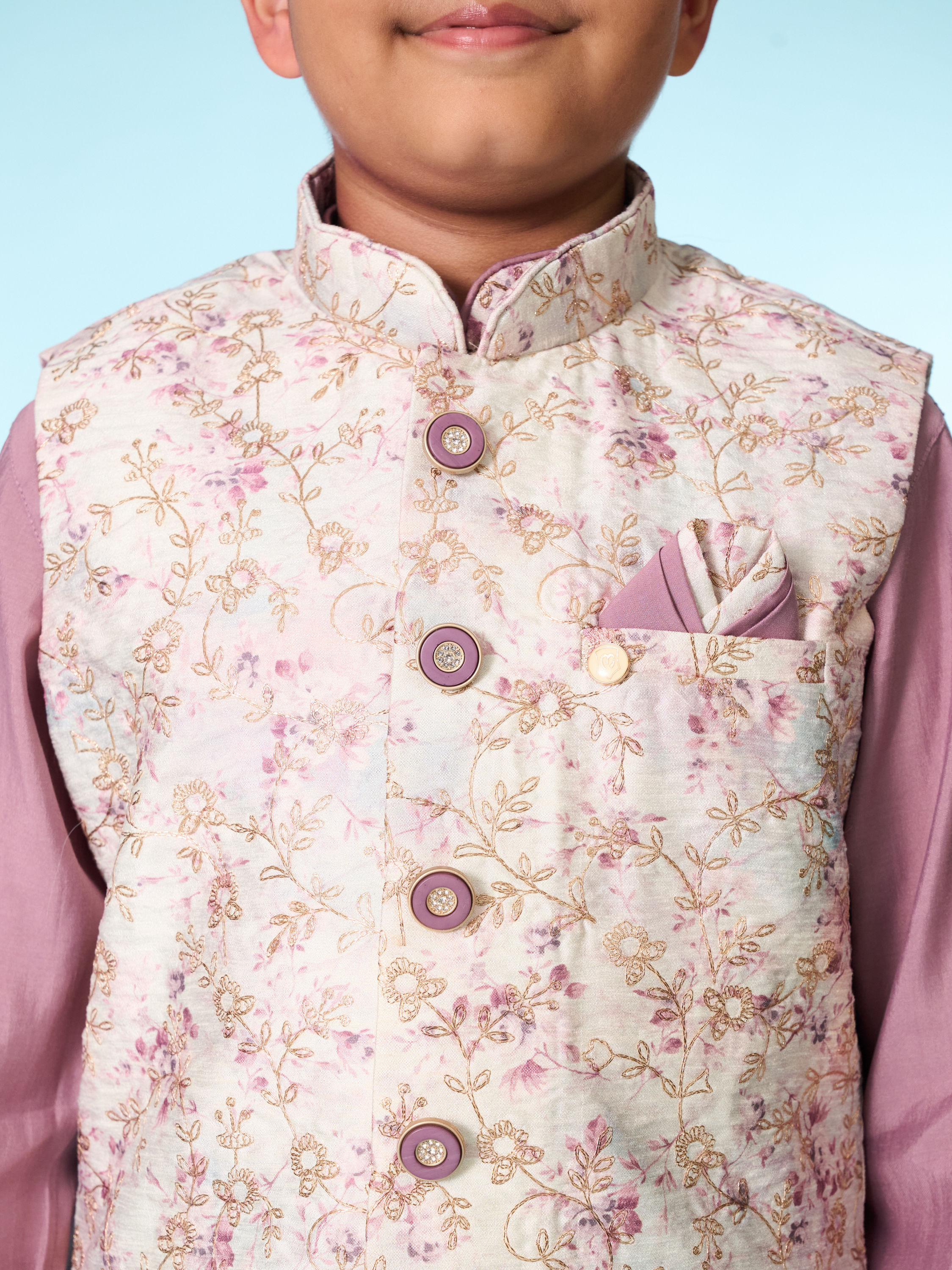 Manyavar Boys Lilac Kurta Jacket Set