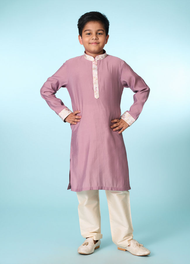 Manyavar Boys Lilac Kurta Jacket Set
