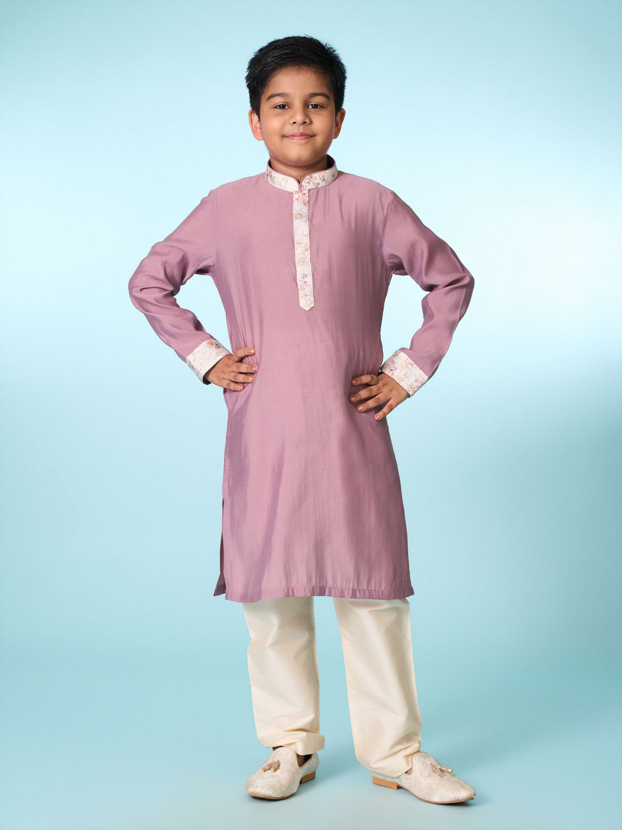 Manyavar Boys Lilac Kurta Jacket Set