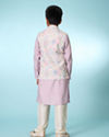 Manyavar Boys White Lilac Kurta Jacket Set