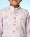 Manyavar Boys White Lilac Kurta Jacket Set