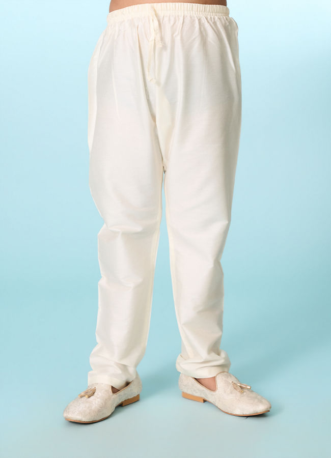 Manyavar Boys White Lilac Kurta Jacket Set