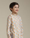 Manyavar Boys Boys Light Orange Paisley Printed Angrakha Style Kurta Set image number 0