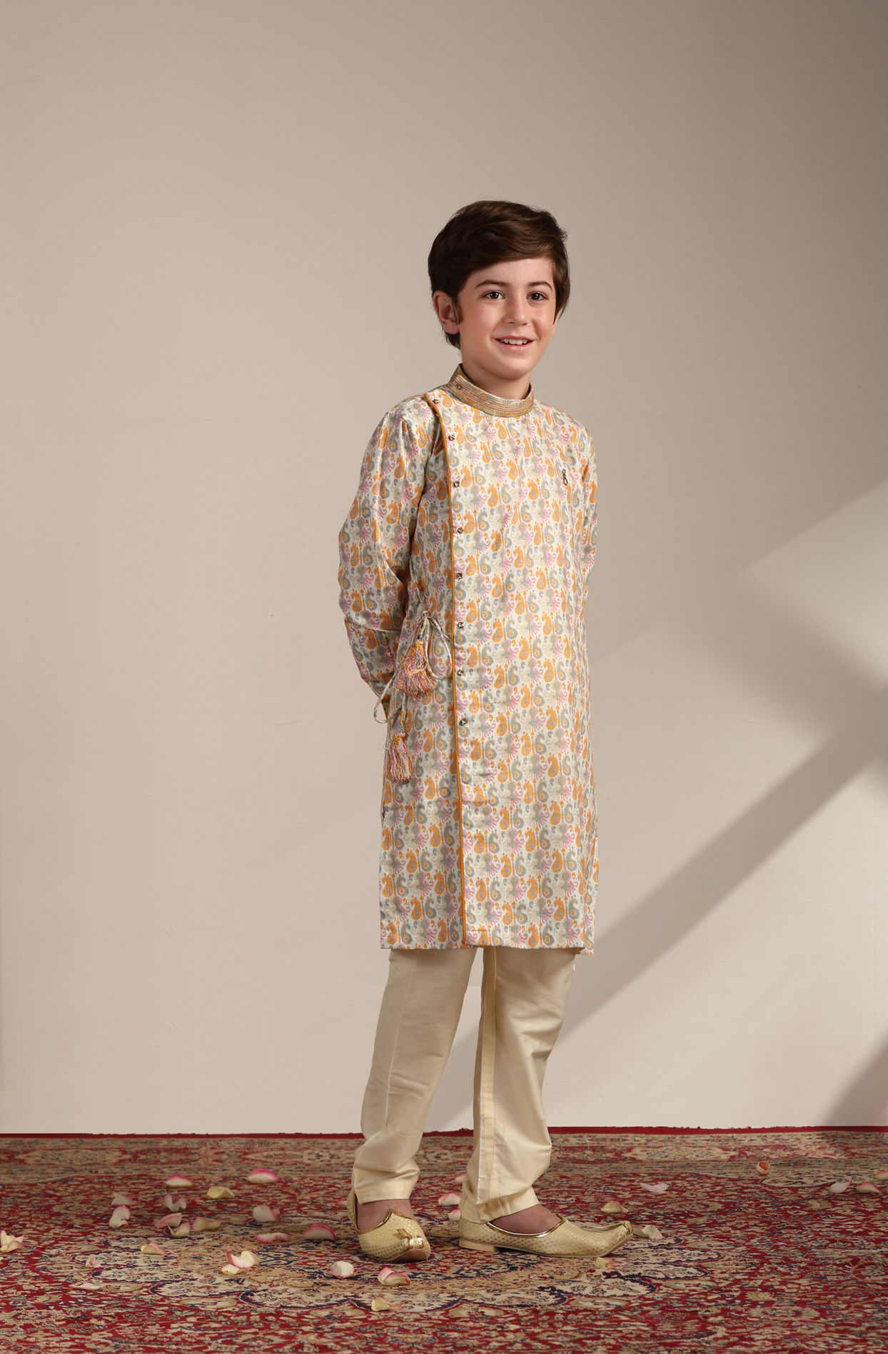 Boy Parrot Kurta Salwar Set- Orange