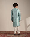 Manyavar Boys Boys Turquoise Blue Paisley Printed Kurta Set