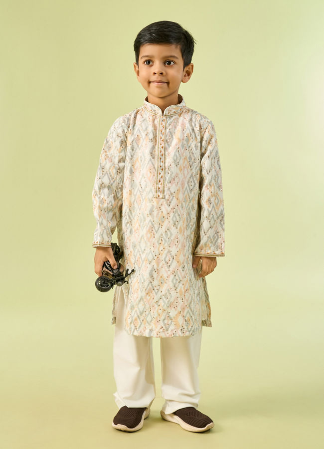 Manyavar Boys Cream Kurta Pajama Elegance