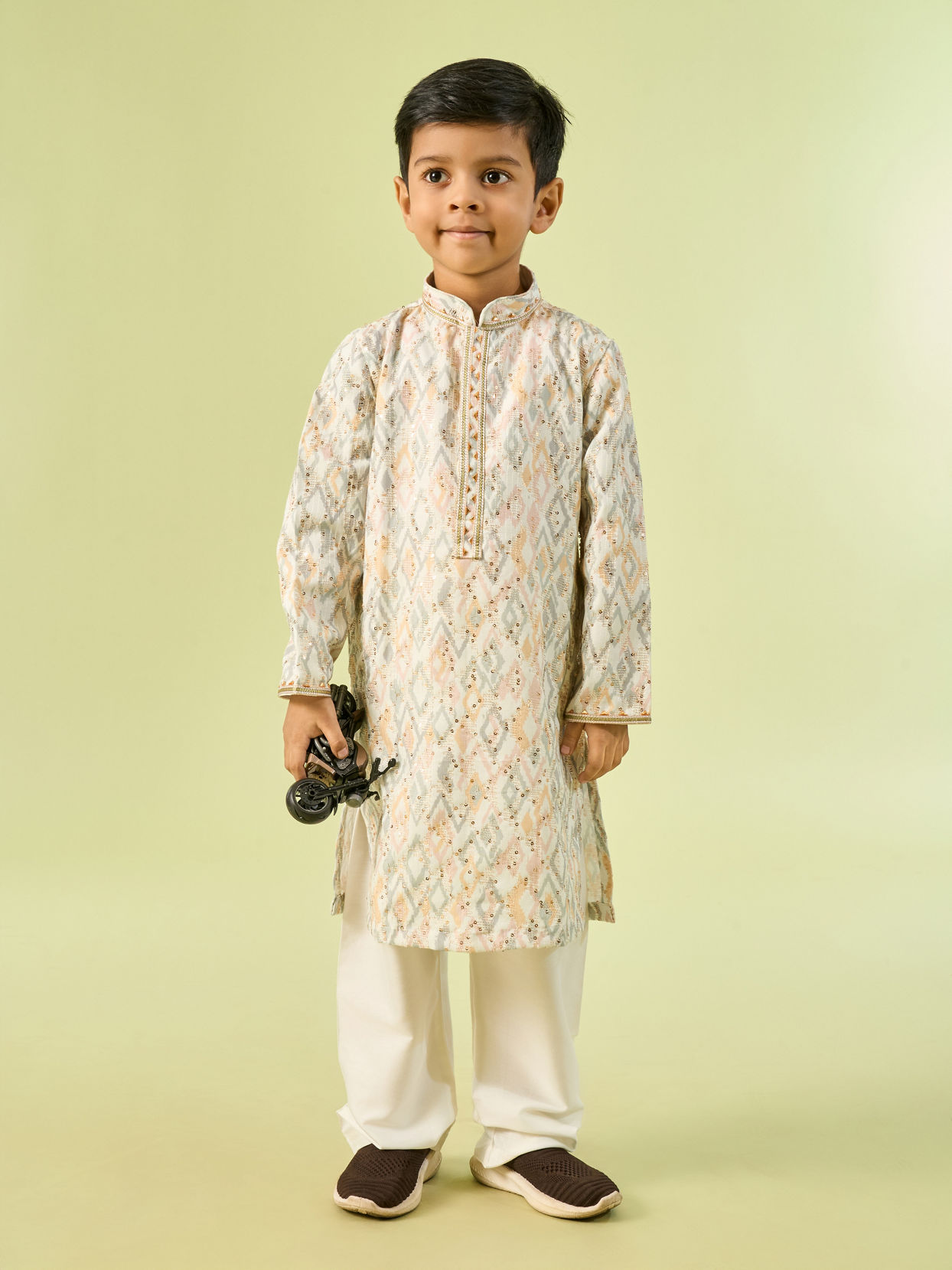 Manyavar Boys Cream Kurta Pajama Elegance