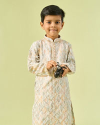 Manyavar Boys Cream Kurta Pajama Elegance