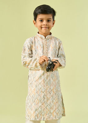 Manyavar Boys Cream Kurta Pajama Elegance