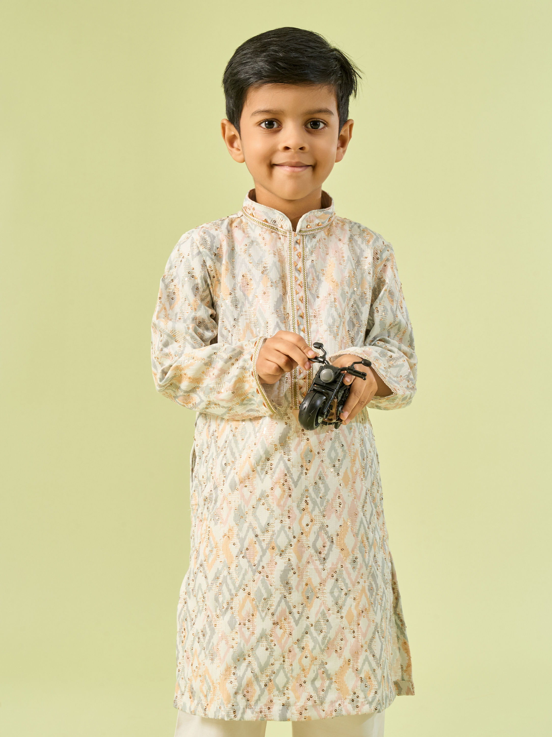 Manyavar Boys Cream Kurta Pajama Elegance