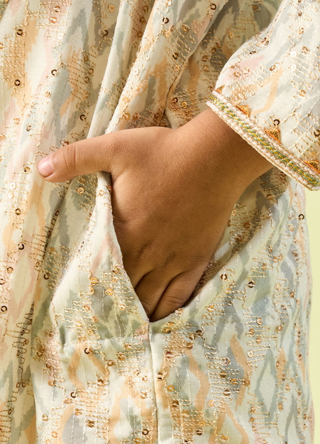 Manyavar Boys Cream Kurta Pajama Elegance