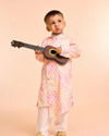 Manyavar Boys Peach Elegance Satin Kurta Pajama