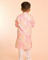 Manyavar Boys Peach Elegance Satin Kurta Pajama
