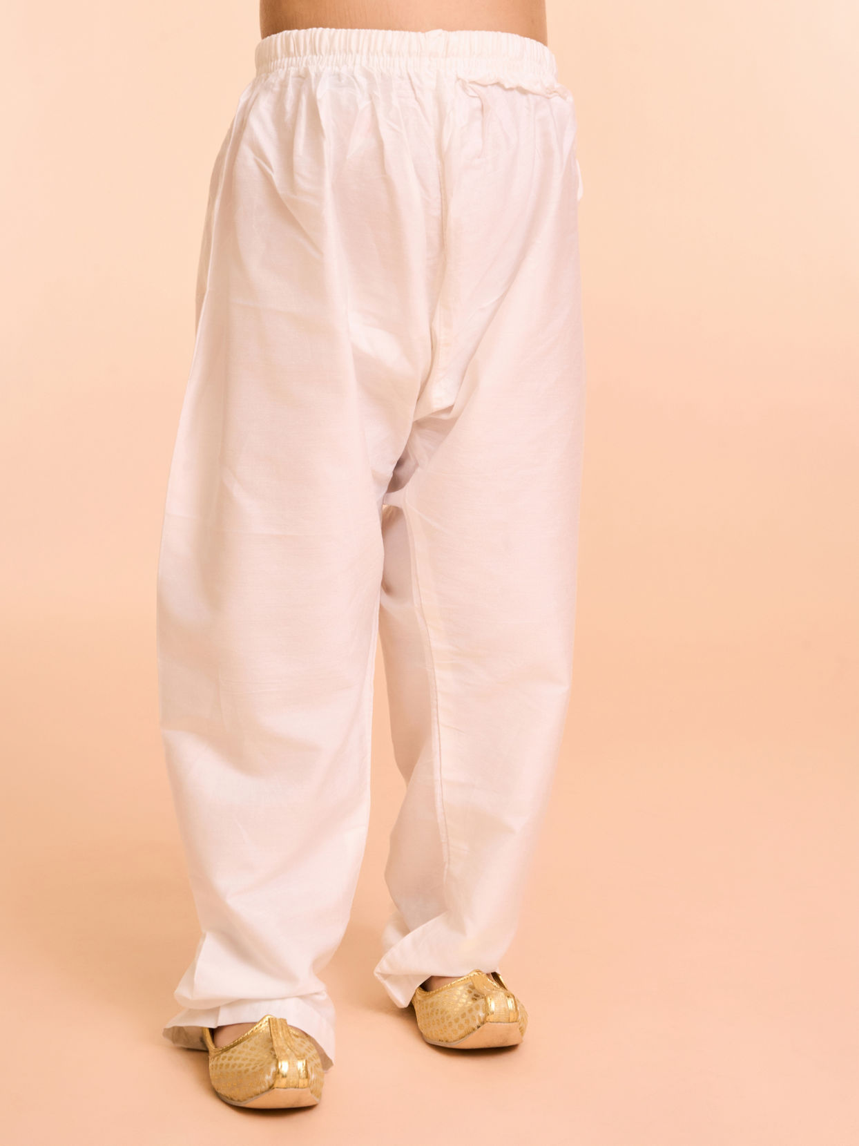 Manyavar Boys Peach Elegance Satin Kurta Pajama