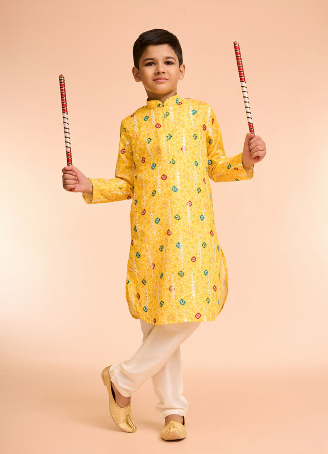 Manyavar Boys Sunlit Yellow Kurta Pajama Set